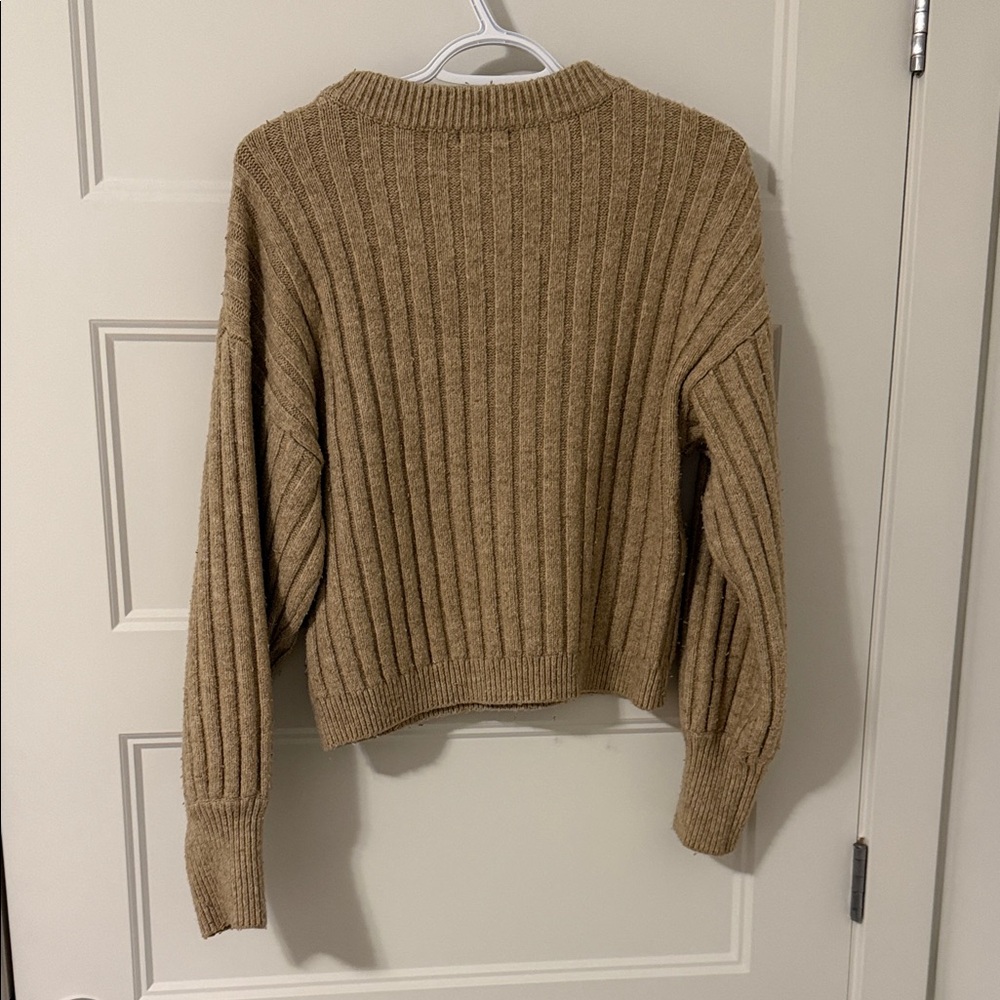 Dynamite Camel Ribbed Crew Neck Sweater - Picture 3 of 3